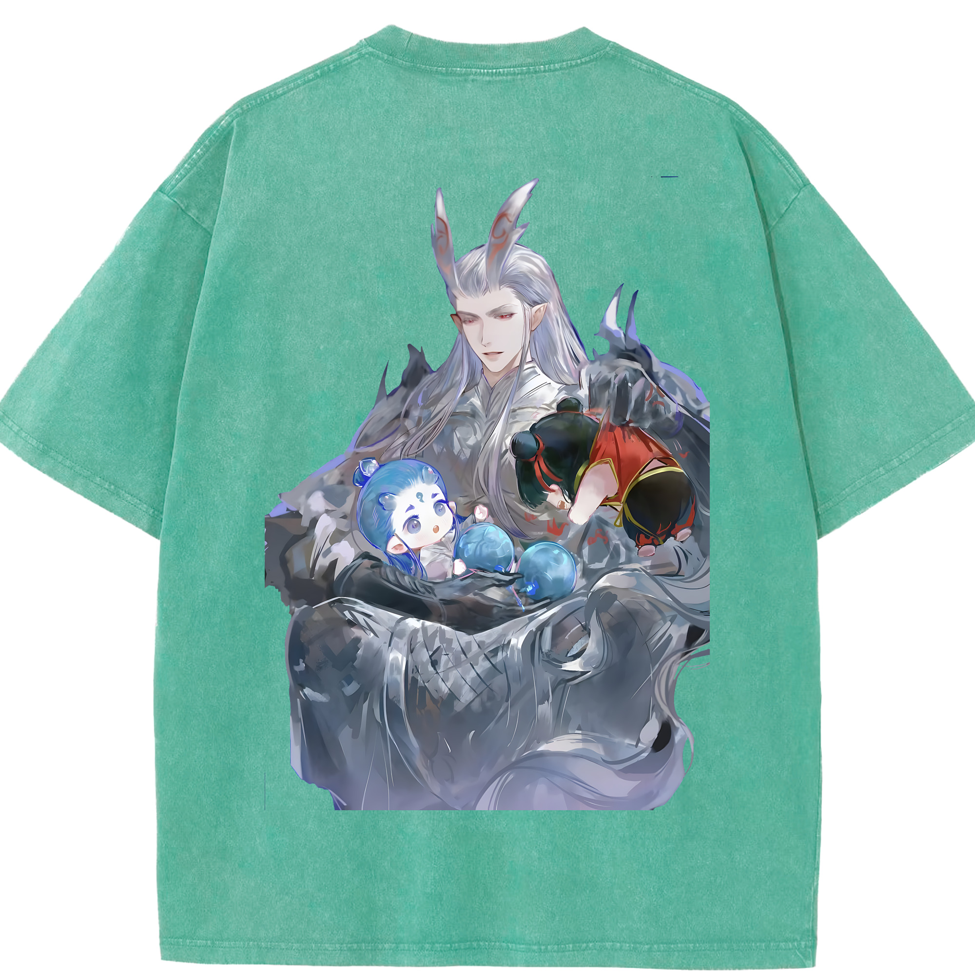 （画像用） Ne Zha 2 ナタ 魔童の大暴れ 綿100% ヴィンテージ風 半袖Tシャツ（背面プリント）